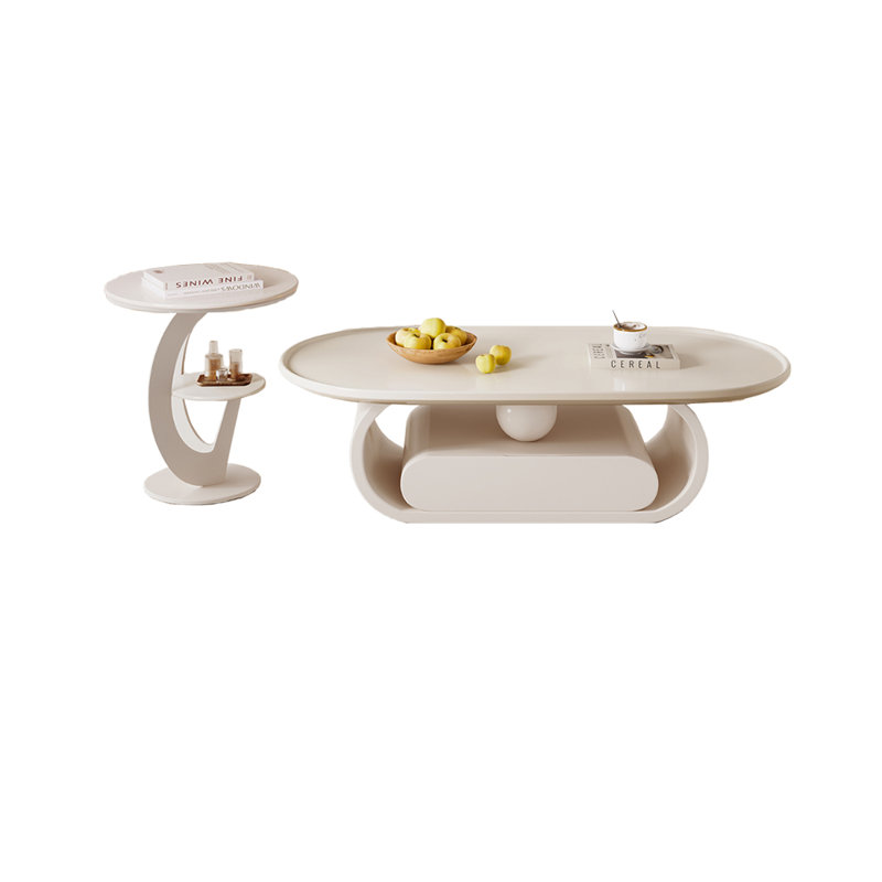 Ensemble de tables basses en bois Simple Style, H 15,75 po x l 51,18 po x P 27,56 po, Crème, crème