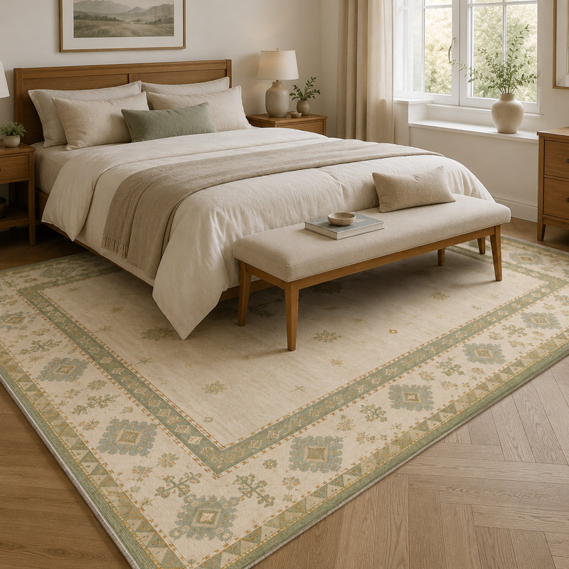 Striped Cotton and Chenille Flatweave Area Rug, 60 x 100 cm