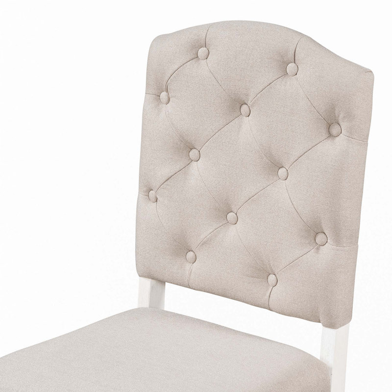 Ensemble de chaises de salle à manger de style rétro avec 4 chaises rembourrées, Blanc cassé