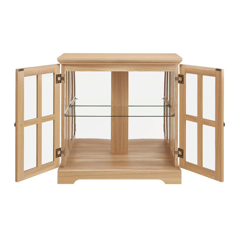 LED Curio Display Cabinet With Adjustable Shelves, Retro Design, Magnetic Closure, Acrylic Back Panel And Remote - Controlled Lighting For Home Decor And Organization