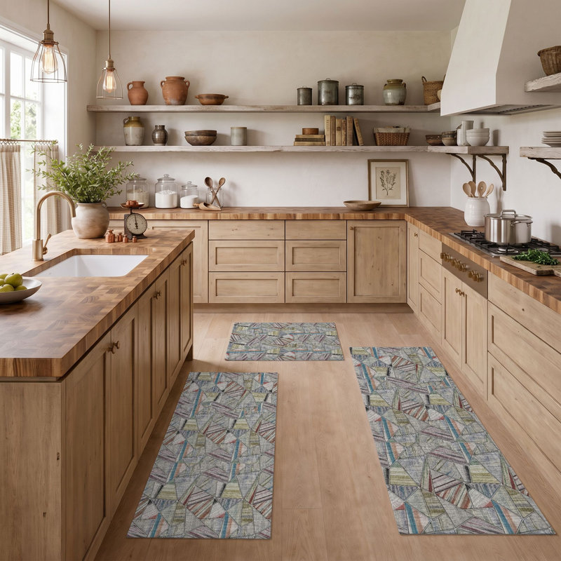 Tapis de cuisine géométriques abstraits et lavables antidérapants