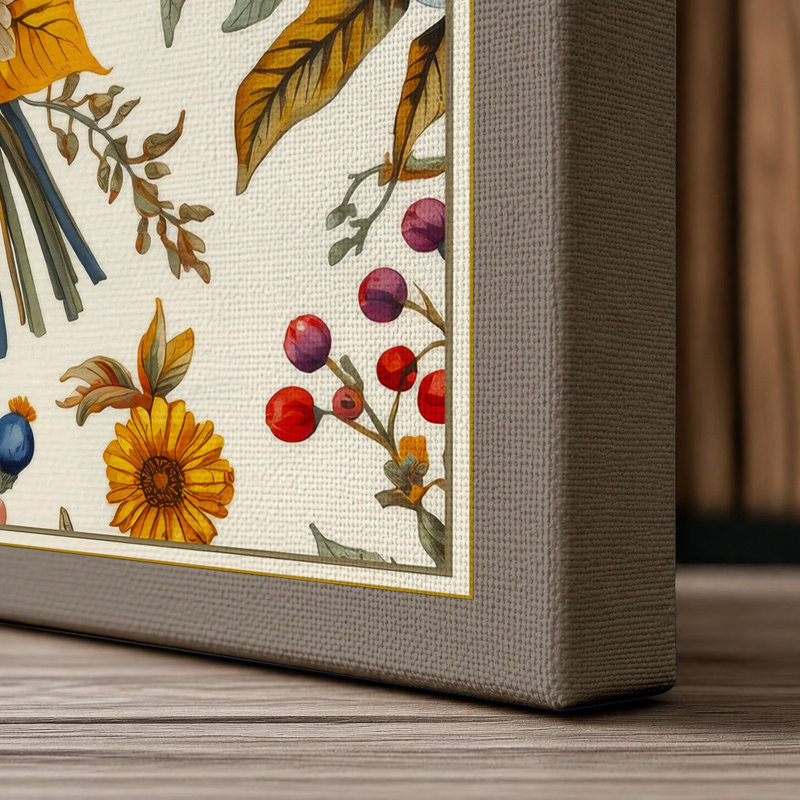 Bouquet Botanical - Wrapped Canvas, 24x16 - 61.0 x 40.6 cm, Taupe Border
