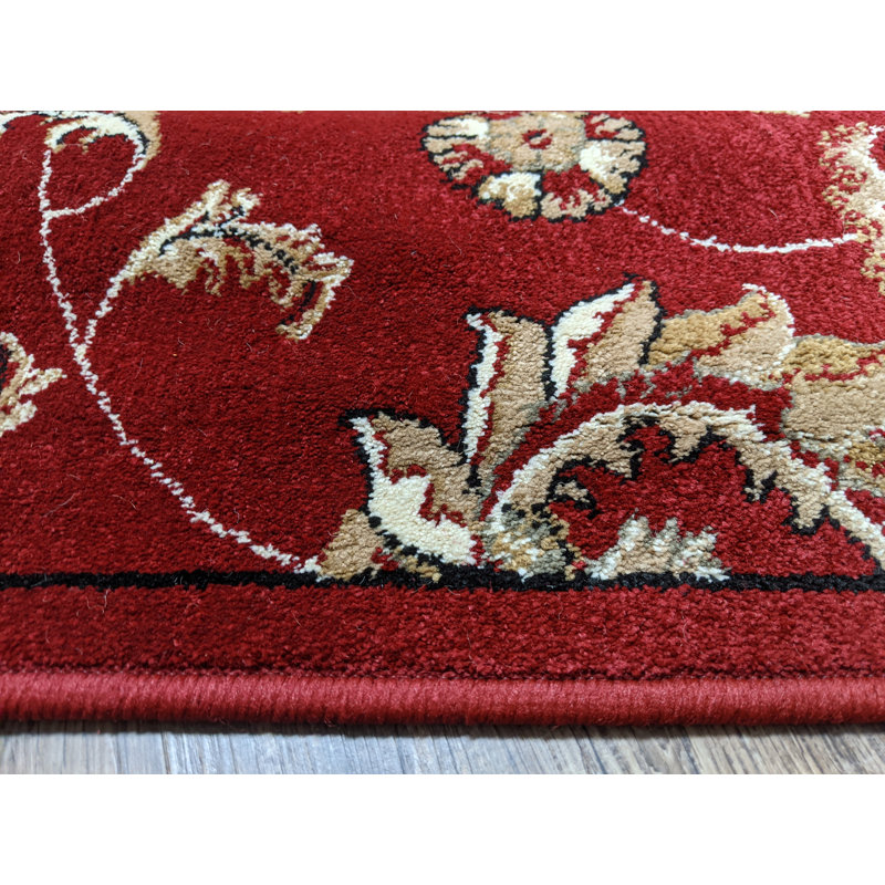 Tapis floral rouge Trevion, Tapis de couloir : 2 pi 2 po x 7 pi 7 po