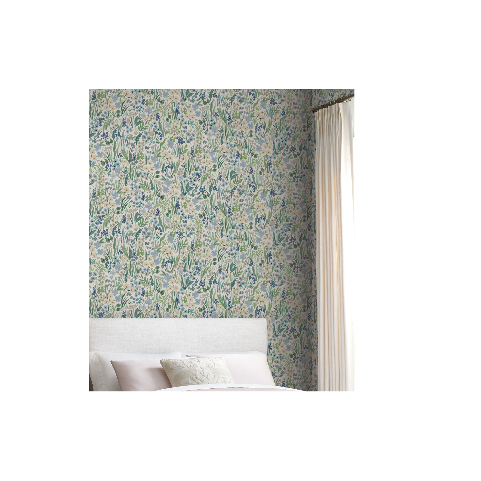 Lea Peel & Stick Wallpaper, Indigo/White/Pink