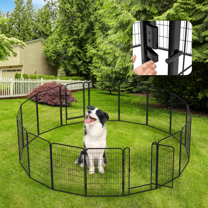 Panel Iron Exercise Pen With Door, 39.37" H x 142.28" W