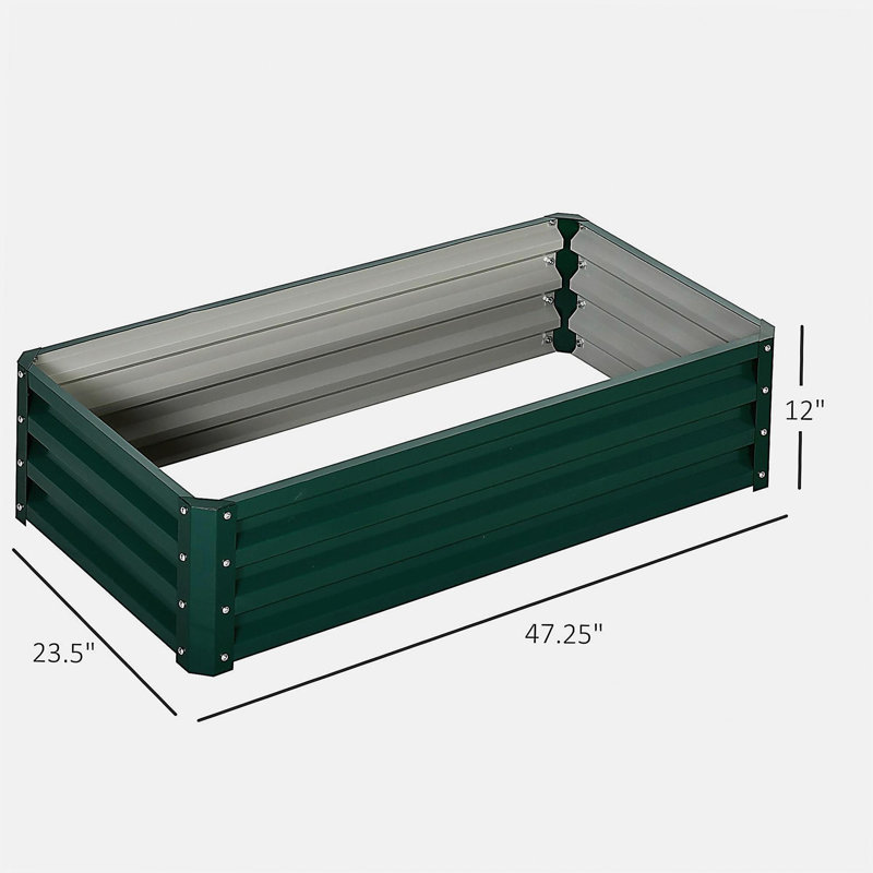 Lit surélevé pour jardin Outsunny, H 12 po x l 47,25 po x P 23,5 po, Vert