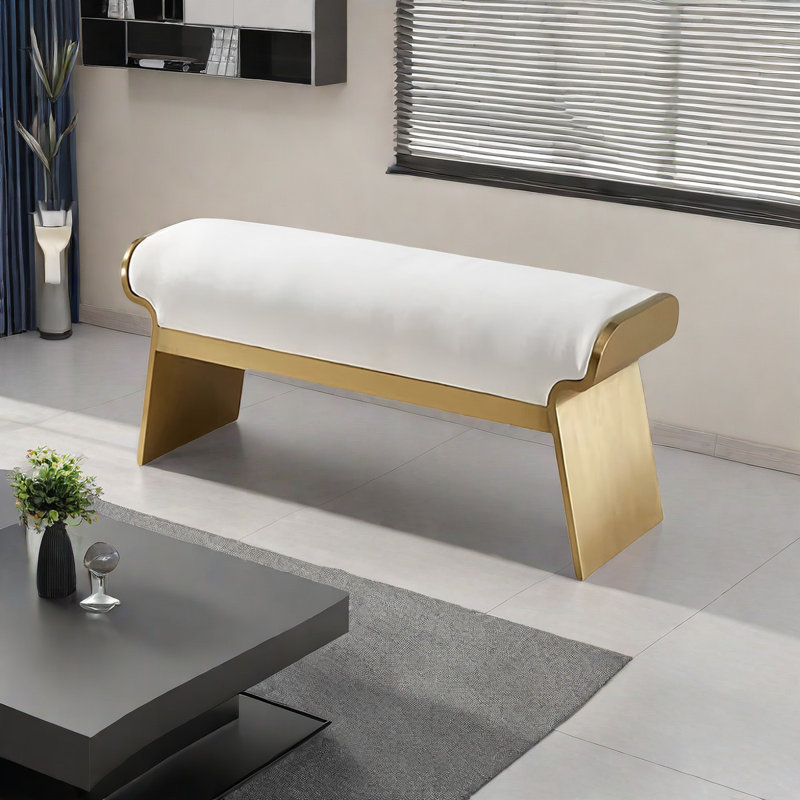Upholstered Bench, 17.71” H x 62.99” W x 14.17” D