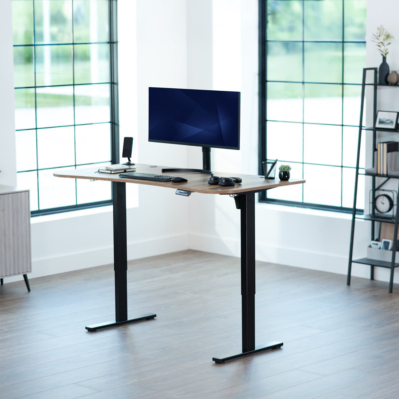 Electric 63” X 32” Standup Desk, Black, Reclaimed Wood