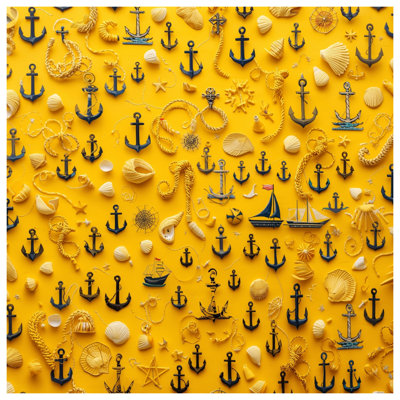 «Nautical Anchors Ropes Seashells», toile tendue dans de nombreuses tailles