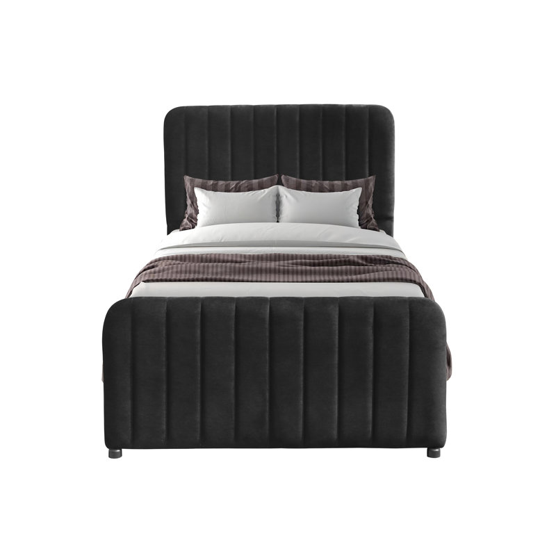 Upholstered Ottoman Bed, Black, Single (3')