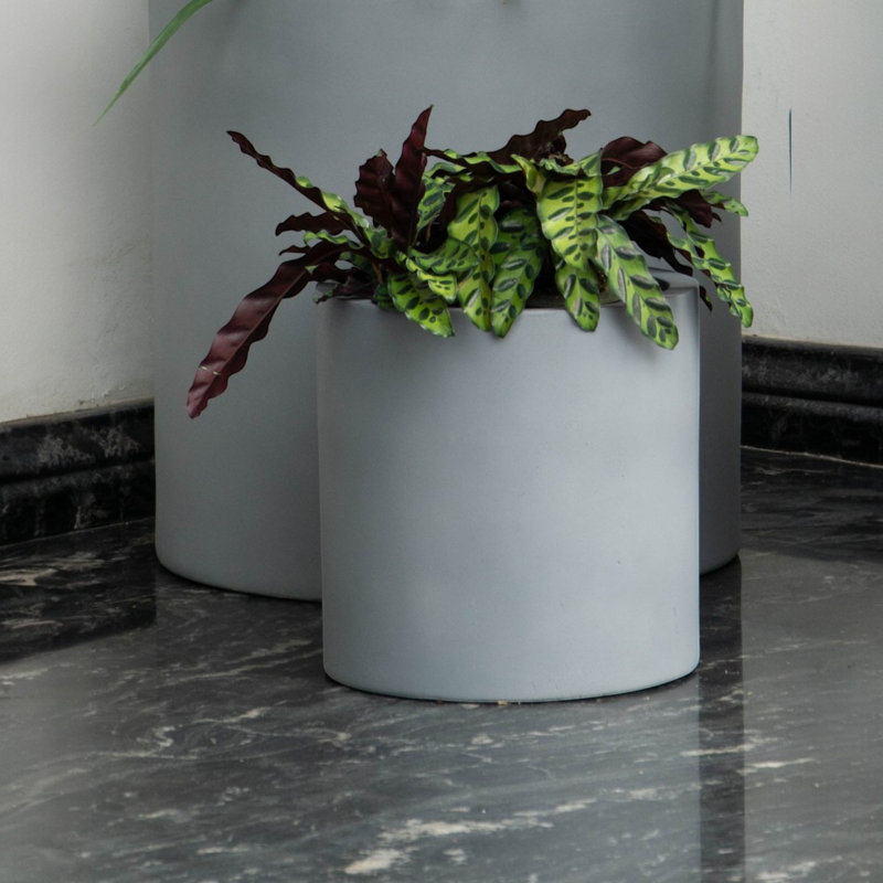 Pot de fleurs en fiberstone, Gris, H 17 po x l 17 po x P 17 po
