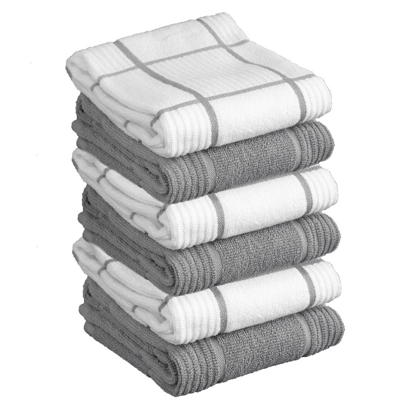 T-fal Solid and Check Dish Cloth, Gray