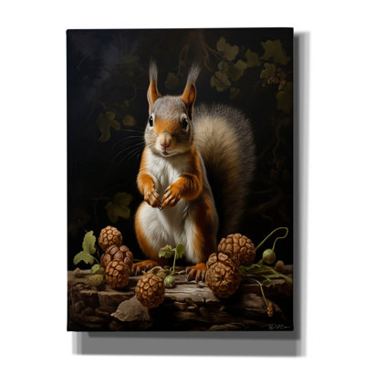  «Gray Squirrel With Berries» par Momart, art mural sur toile, 12 po x 16 po