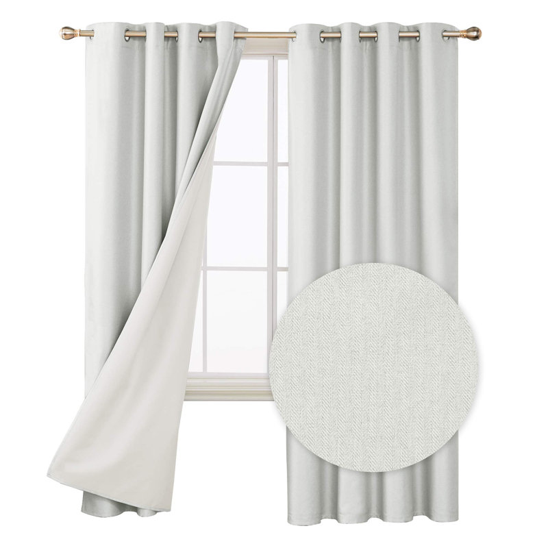 Total Coating Blackout Curtains (Set of 2), 52" W x 95" L, Light Grayish White
