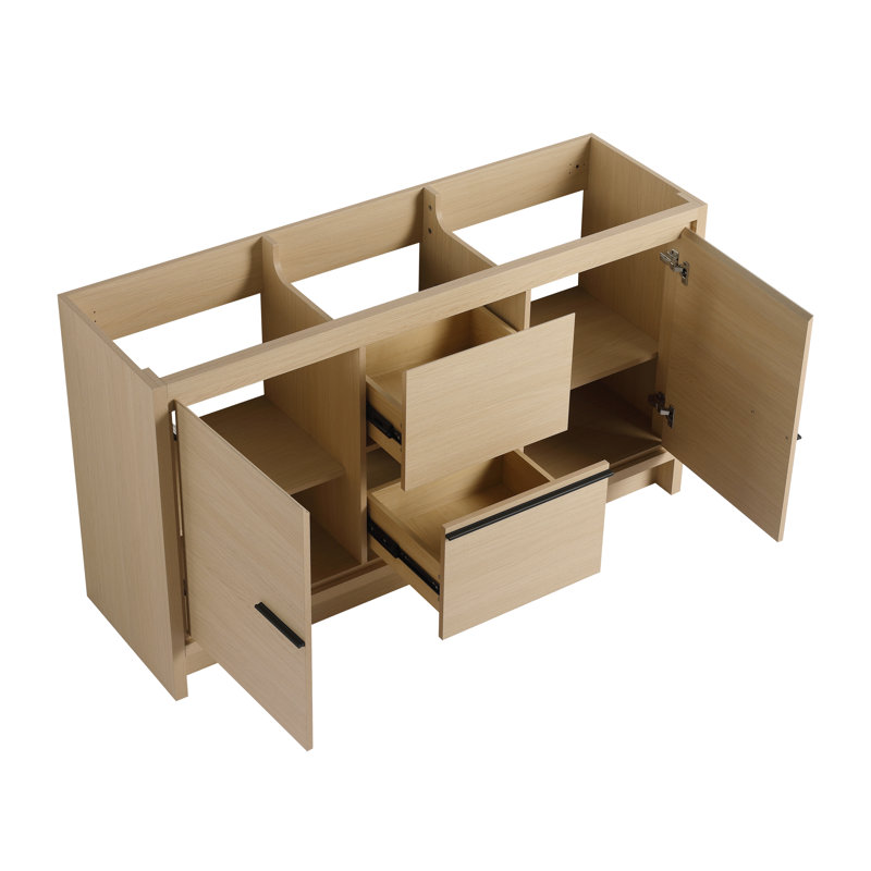 Bases de meuble-lavabo doubles autoportantes 60 "avec tablettes et tiroirs 60"