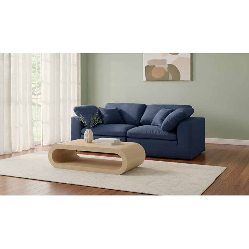 Causeuse Amillya, Tissu texturé en lin bleu marine