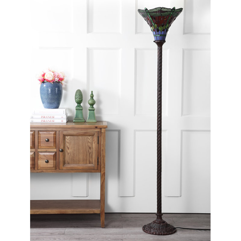 Ostlund 71'' Brown Torchiere Floor Lamp, Green