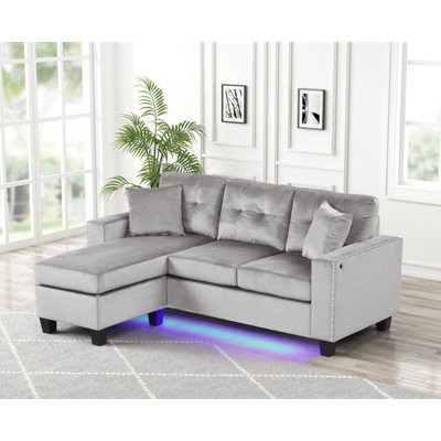 Messi Grey Velvet Reversible Sectional