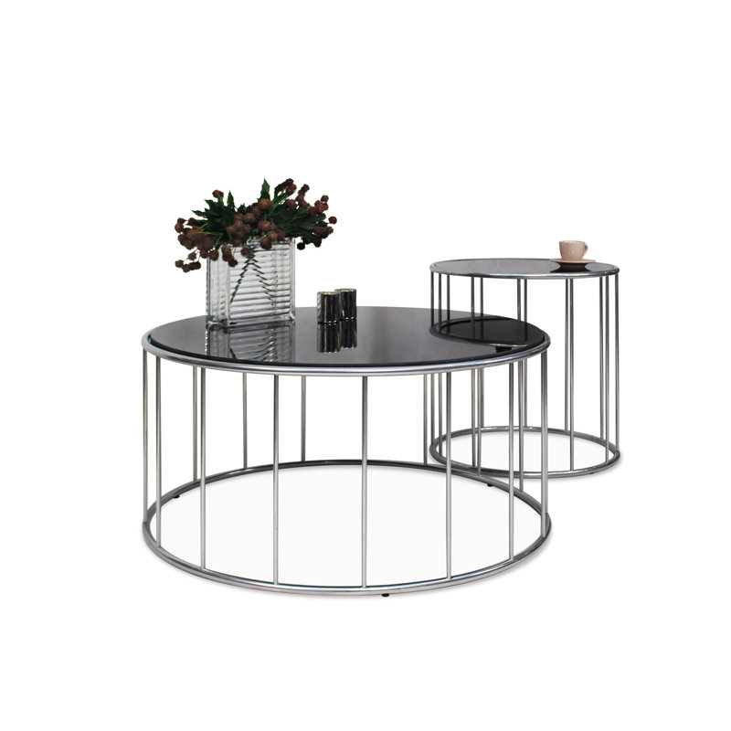 Carrico COFFEE TABLE CHROM_BLACK GLASS, Black