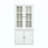Freestanding Glass Door Pantry, Farmhouse Style Display Cabinets, Hutch With Lattice Window, For Hallways, Livingroom Kitchen & Office