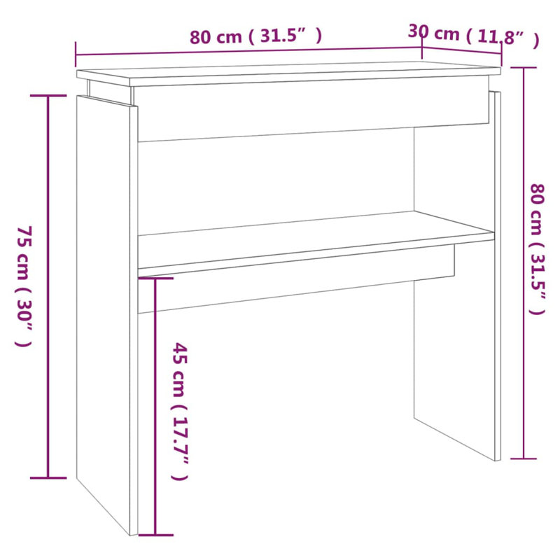 Console Console Table d'entrée pour couloir Table d'appoint étroite en bois d'ingénierie, Chêne fumé