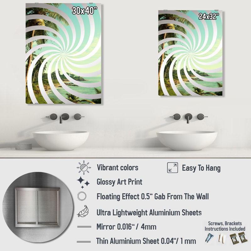 Rhodes - Miroir mural bord de mer tropical MIR139729, 32 po x 24 po