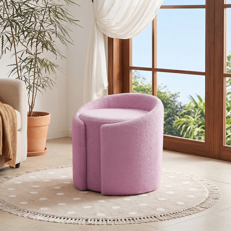 Solid Wood Accent Stool, Purple