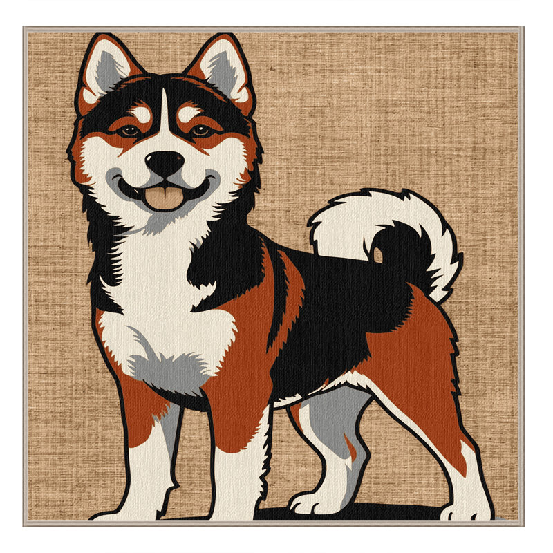 Washable Akita Dogs Area Rug, Square 4'