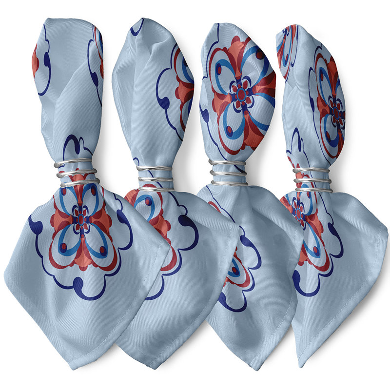 Ensemble de serviettes 4 pièces Souihla Too, L 18 po x L 18 po, Bleu pâle / Marine