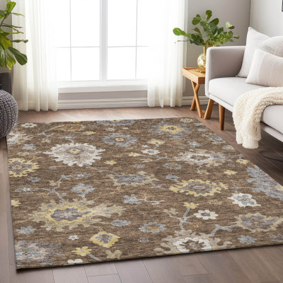 Premium Machine Washable Prisco Chocolate Rug