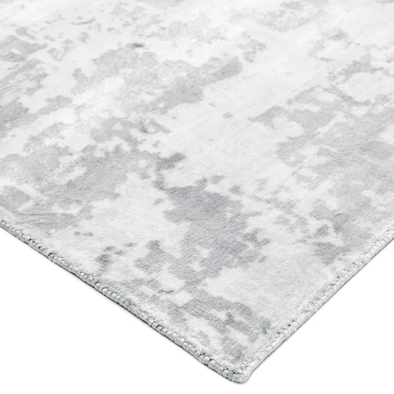 Milo Hand Knotted Area Rug in Gray, Rectangle 5' x 8'