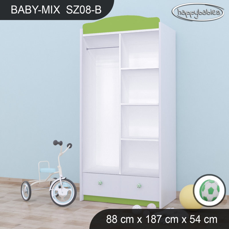 Baby 2 Door Wardrobe, Green