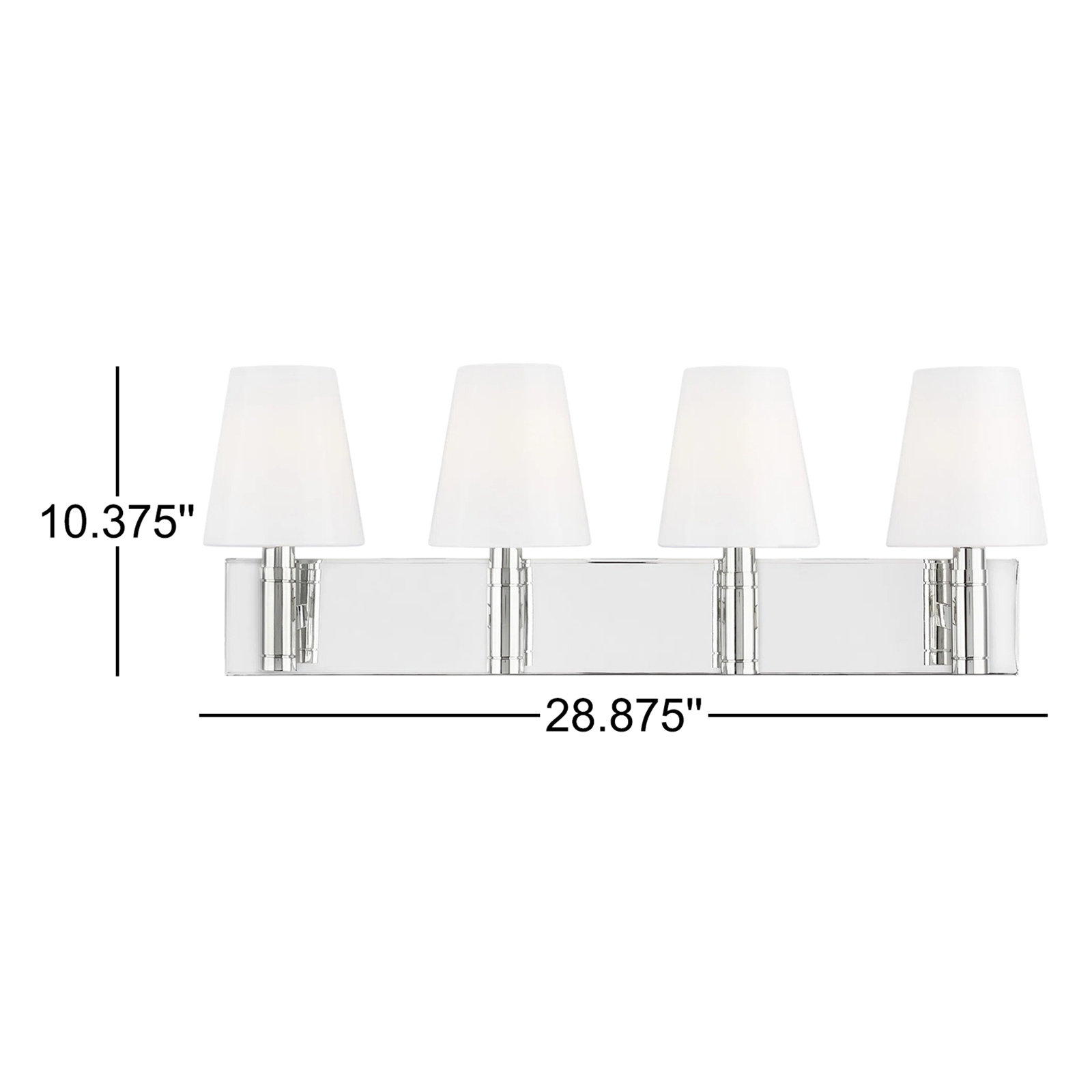 4 Light Dimmable Vanity Light, Polished Nickel