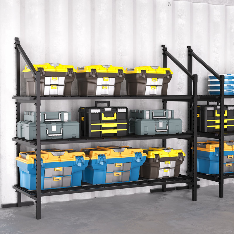 Étagères de contenants d'expédition, libérez votre potentiel vertical avec ce système de tablettes en acier entièrement fermé, accessoires de rangement pour camions pour entrepôts (P 59 po x l 22,36 po x H 59,25 po)