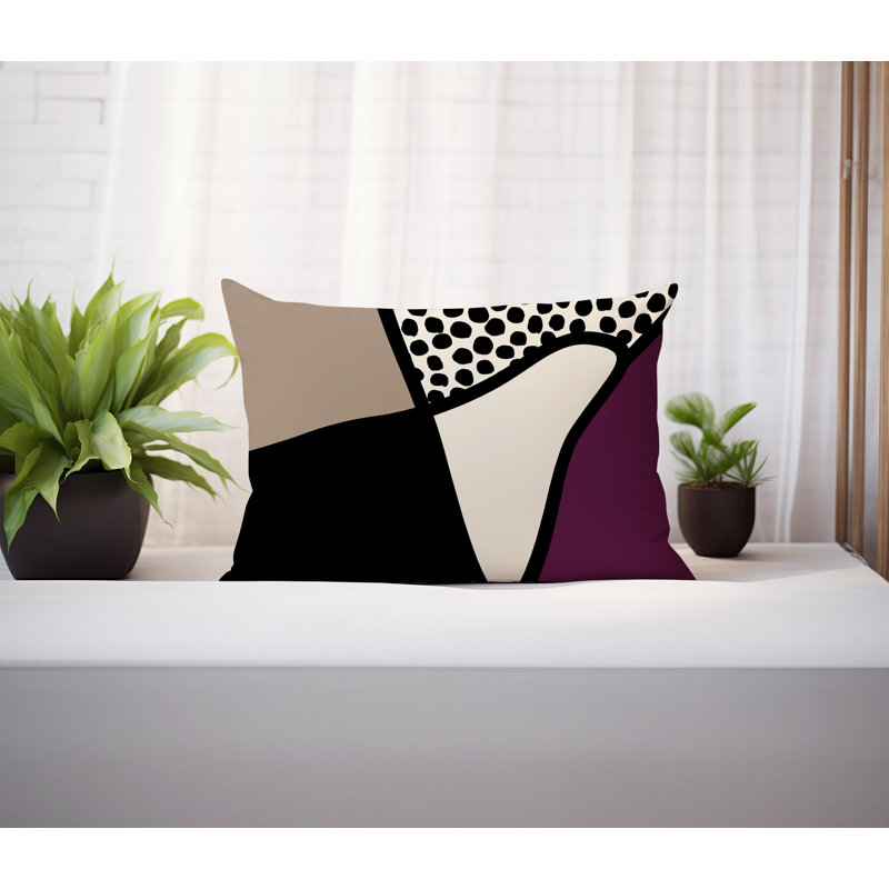 Coussin lombaire réversible intérieur / extérieur Jai Abstract, H 18 po x l 25 po, Mauve