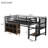 Black Twin Metal Loft Bed with Rolling 6-Cube Storage & Guardrails, Low Profile Design-316182310