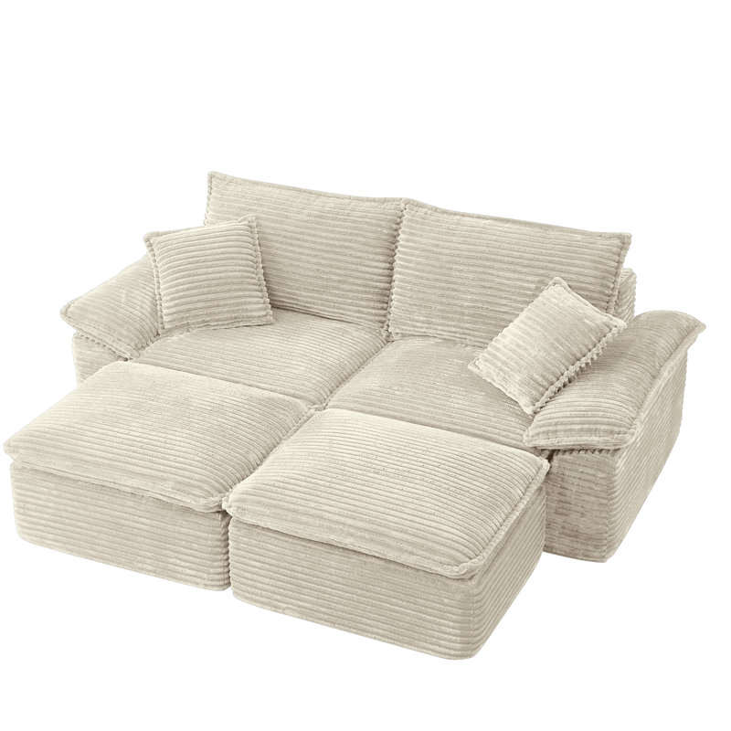 Canapé-lit Khalif Corduroy, Beige