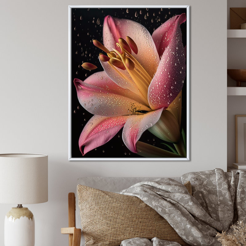 La beauté du lys rose en fleurs I, H 32 po x l 24 po x P 1 po, Cadre flottant blanc