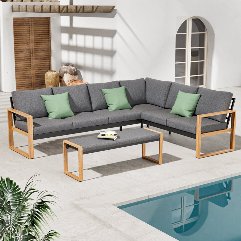 Ensemble de conversation pour patio en aluminium 8 personnes Arunas