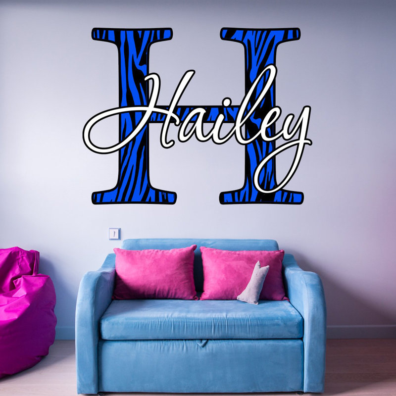 Text & Numbers Wall Decal, 14" H x 14" W x 0.01" D, Blue, Yes