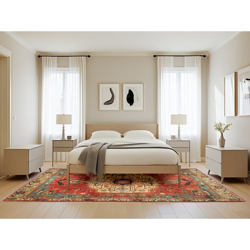 Tapis oriental orange / bleu, Rectangle 5 pi x 8 pi