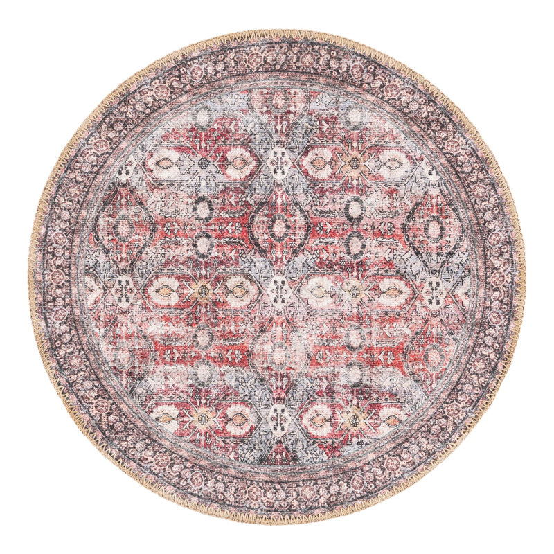 Mckellum Performance Chenille Floral Indoor Rug, Round 2' x 2'