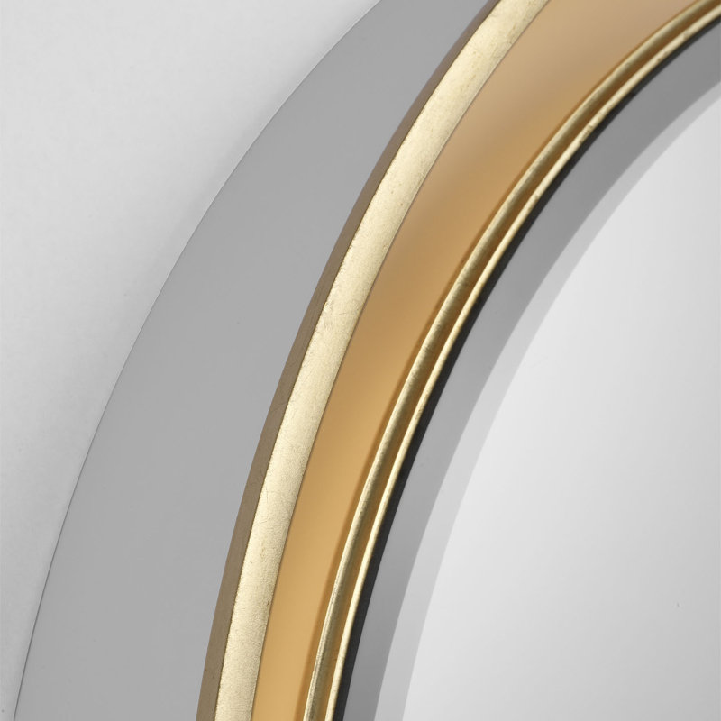 Tricia Illuminated Round Mirror, 24" x 24", Matte White/Gild