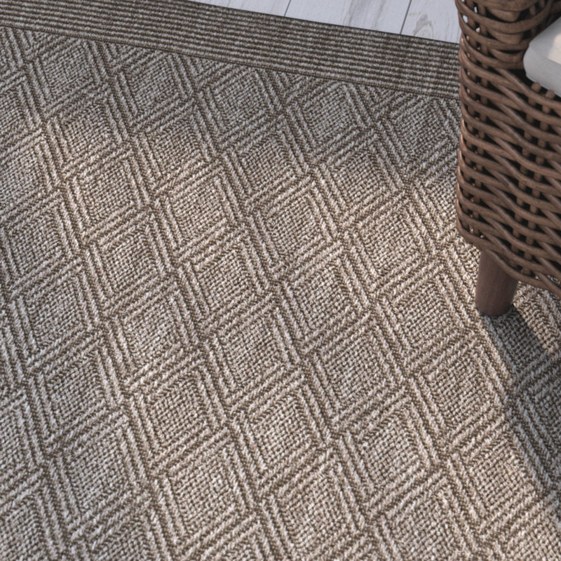 Bertilla Beach Jacquard Weave Sisal & Jute Geometric Rug, Rectangle 4' x 6'