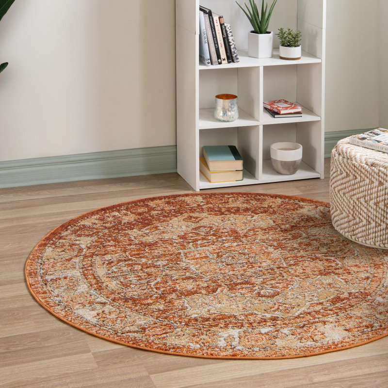 Tapis oriental rouge rouille Alresford, Rond 5 pi 1 po