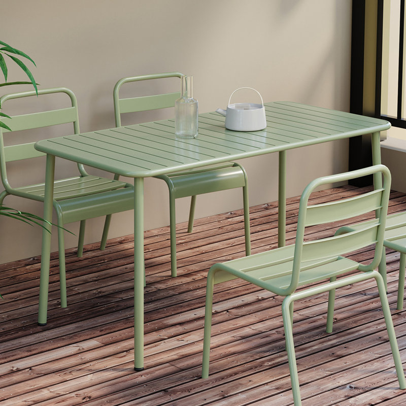 Longue table de salle à manger d'extérieur Villa Courtyard, Vert givré