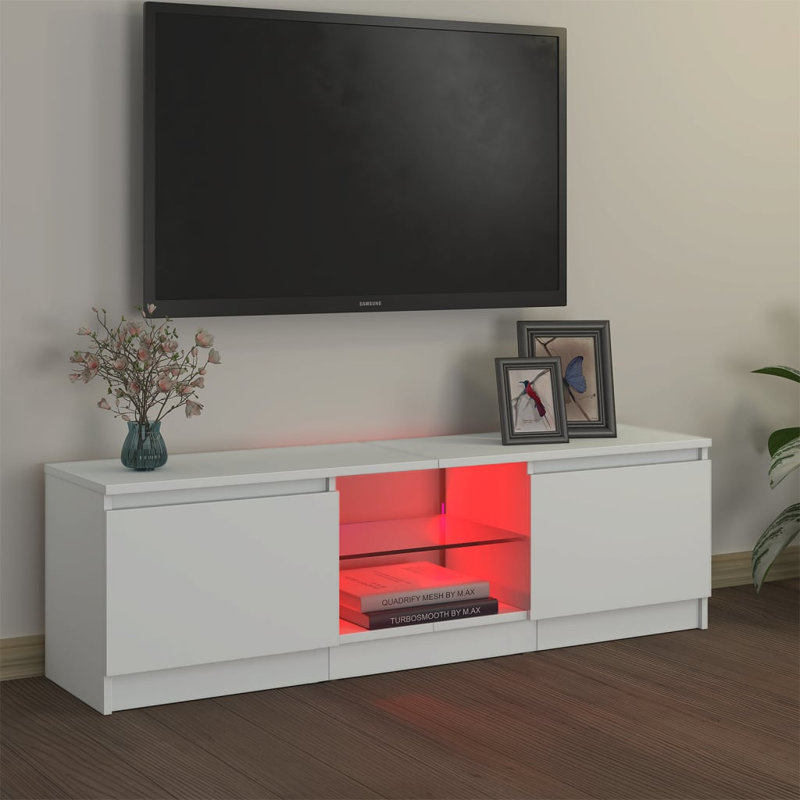 Labonte  TV Cabinet with LED Lights 120x30x35,5 cm, 36cm H x 120cm L x 30cm W, White