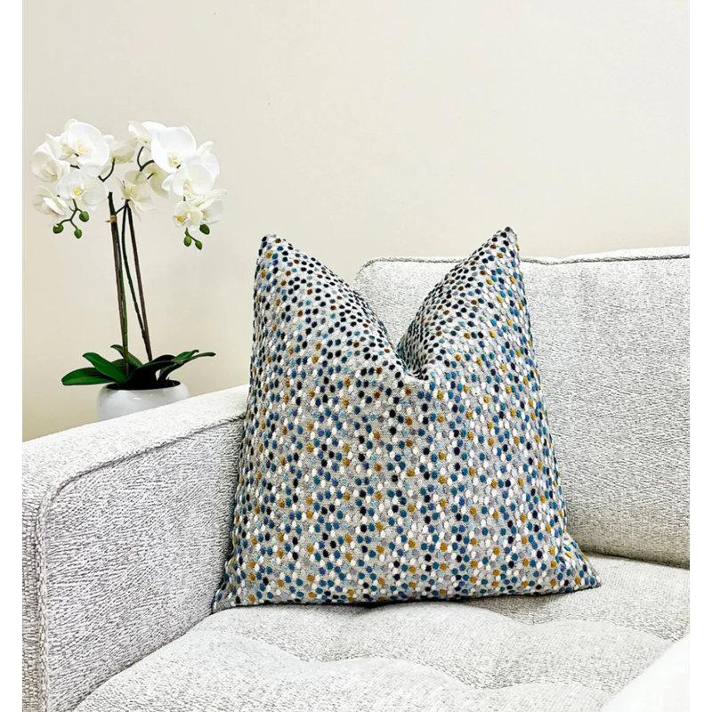 Velvet Confetti Throw Pillow Cover, 20"H x 20"W, Blue
