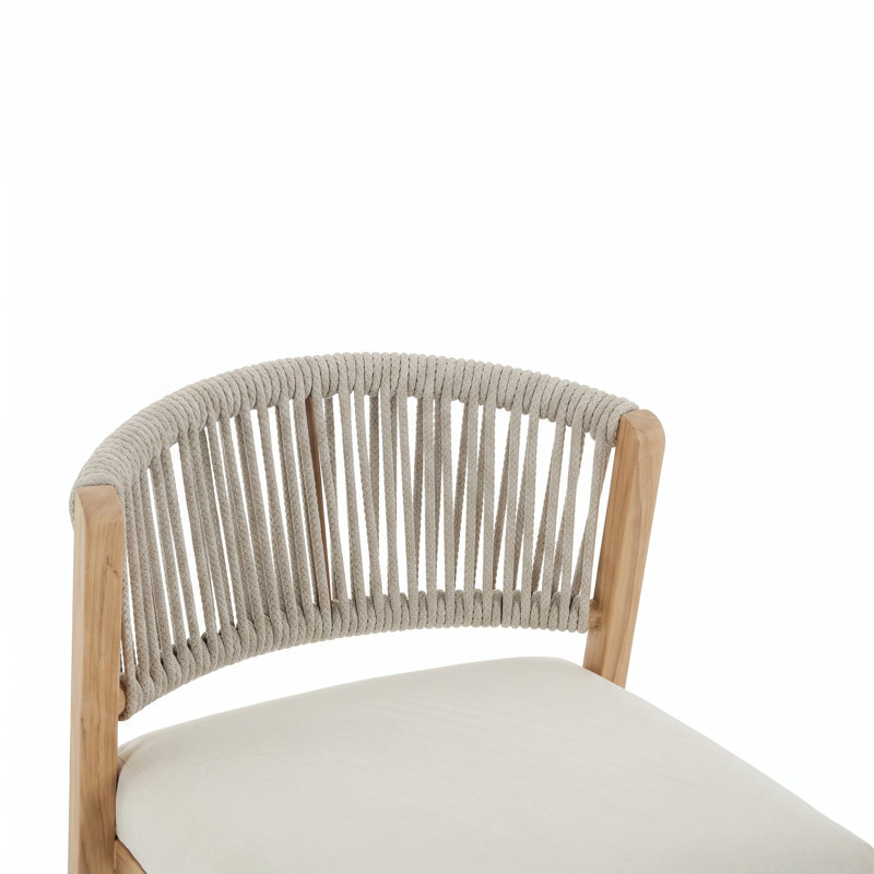 Tabourets de bar à hauteur de comptoir en aluminium 28 po avec repose-pieds, Structure beige / coussin beige