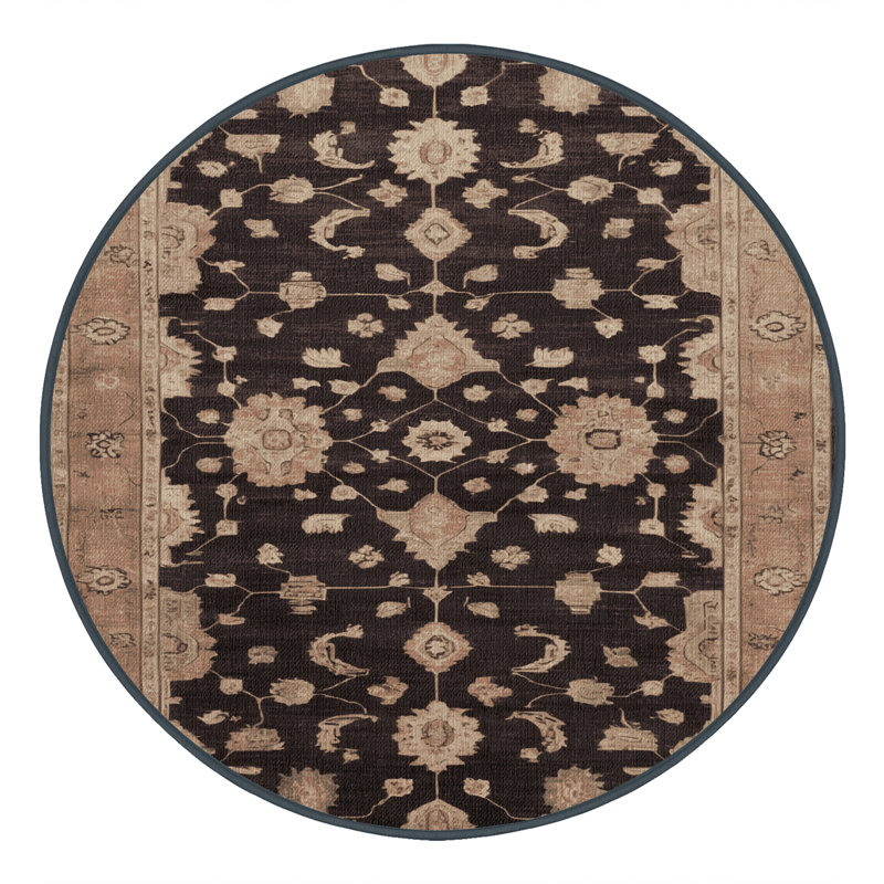 Tapis brun lavable à la machine, Rond 6 pi